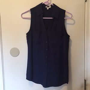 XS indigo blue Express sleeveless portofino shirt